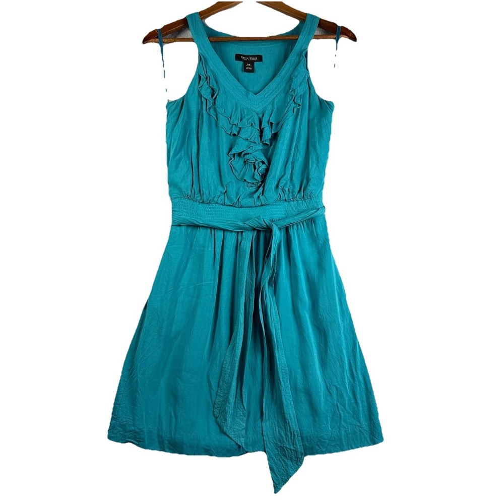 Whites House Black Market Blouson Dress Women's XS Pocketed Ruffle Sun READ
